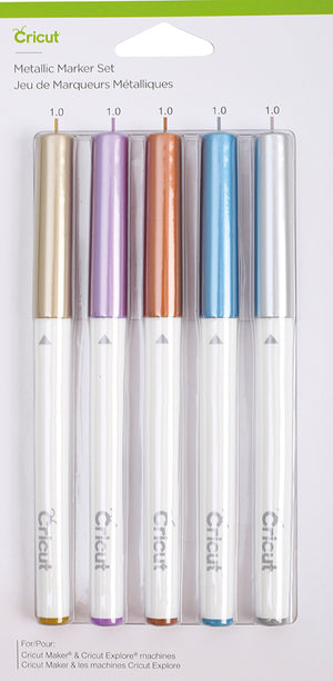 CRICUT - 5 STYLOS METALLIQUES CUIVRE,OR,ARGENT,BLEU,VIOLET 1.0MM