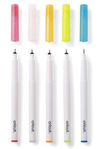 CRICUT - 5 STYLOS GEL OPAQUE BLEU-JAUNE-ROSE-ORANGE-BLANC