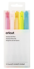 CRICUT - 5 STYLOS GEL OPAQUE BLEU-JAUNE-ROSE-ORANGE-BLANC