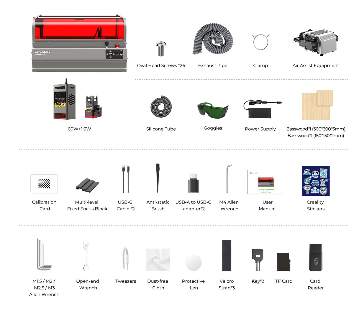 Creality - Graveur laser Falcon 2 Pro 60 W + module 1,6 W
