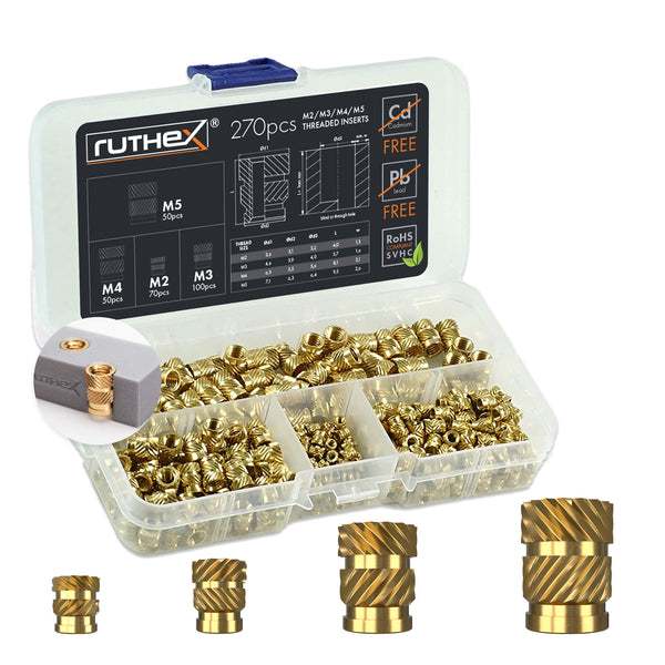Ruthex - Coffret d'inserts filetés M2 / M3 / M4 / M5 - 270 pièces
