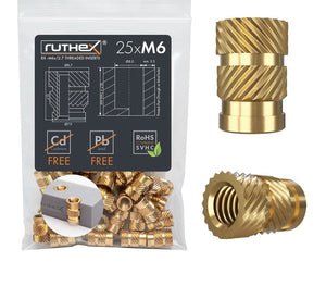Ruthex - Inserts filetés M6 - Rx-M6x12.7 - 25 pièces