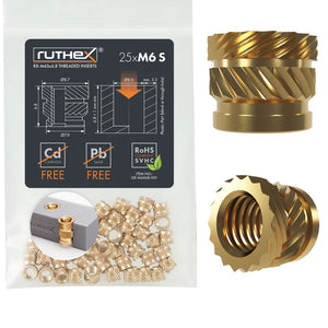 Ruthex - Inserts filetés M6 - Rx-M6x6,8 - 25 pièces