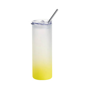 Mug givré de 750 ml avec un couvercle en plastique et une paille pour sublimation - dégradé citron vert